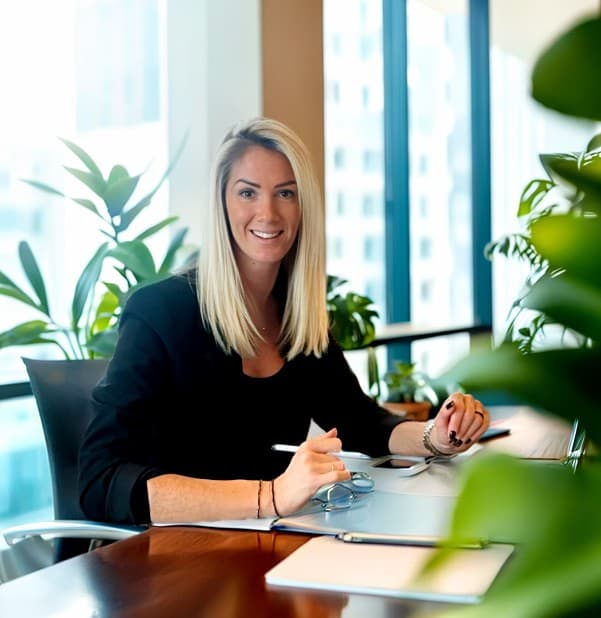 Sandra Hoffmann, Gründerin von Business.Soul.Care, an ihrem Schreibtisch